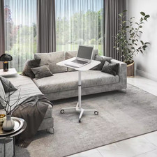 White Sit to Stand Mobile Laptop Computer Stand with Height Adjustable and Tilta picture