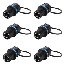 6 PCS Waterproof CAT6 RJ45 Bulkhead Ethernet Coupler Shielded Connector Gold picture