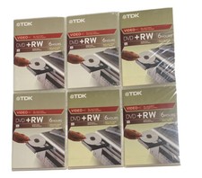 (6) TDK DVD + RW 6 HOUR Rewritable THREE SEALED NEW picture
