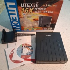 LiteOn External 16X DVD RW Drive USB – DVD-R DL Burner – NIOB Complete W Cables picture