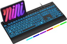 SABLUTE Large Print Backlit Keyboard, USB Wired Computer Keyboard, with Illum picture