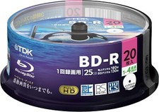 TDK Blu-ray Disc BD-R for single recording 25GB 1-4x speed 20 discs spindle picture