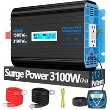 GIANDEL 1500 Watt Pure Sine Wave Power Inverter 12V DC to 120V AC,3100WSurge Pow picture
