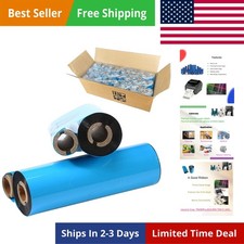 24 Rolls 4.33'' x 244'  Resin Enhanced Wax Ribbon, 110mm x 74m Black Thermal ... picture