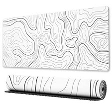 Large Gaming Mouse Pad with Stitched Edges Minimalist Topographic Map Desk Ma... picture
