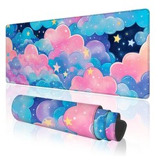 Pink Cloud Large Gaming Mouse Pad with Anti-Slip Base for Keyboard, Kawaii Color picture