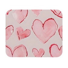 Pink Watercolor Hearts Mouse Pad | Romantic Heart Pattern, Desk Accessory picture
