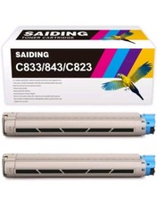 2 Pack Black Toner Compatible w/ Oki C833 843 C823 picture