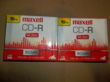 (2) Maxell CD-R Compact Discs Music Audio Recordable 80 Minute, 700mb 10 Pack picture