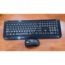 Microsoft Wireless Keyboard 850 Mouse 1000 Set Black USB tested and works picture