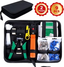 9-Piece RJ45 Crimping Tool Kit with Case CAT5/6 Lan Cable Network Tester Repair picture