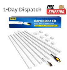 YesBes 116in Cord Hider Kit Cable Raceway Paintable White Wire Covers for Wall picture