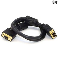 3FT VGA SVGA DB15 HD15 Male to Female Extension Video Cable PC Monitor Gold picture