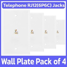 4 Pack Phone Wall Plate 6P6C RJ11 RJ12 Telephone Line Jack Faceplate - White picture
