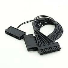 24Pin 20+4 Pin Dual PSU ATX Power Supply Adapter Cable Connector For Mining 1FT picture
