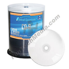 100 Optical Quantum 52x 700 MB CD-R Glossy White Inkjet HUB Printable OQCD52GWIP picture