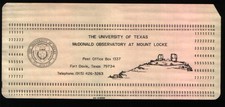 2 Vintage IBM Punch Cards With McDonald Observatory Logo Fort Davis TX IBM 1800 picture