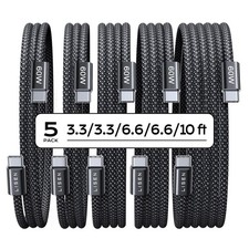 LISEN USB C to USB C Cable 5-Pack 3.3/3.3/6.6/6.6/10FT 60W Fast Charging picture