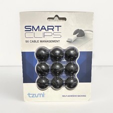 tzumi Smart Clips 9-Pack Self-Adhesive Cable Clips Cord Organizer, Black 0.6