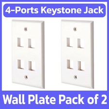 2 Pack Keystone Wall Plate Single Gang Four Ports Faceplate 4 Jack Wallplate picture