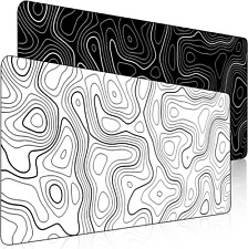2-Pack Large Topographic Contour Gaming Mouse Pad - Black & White  picture