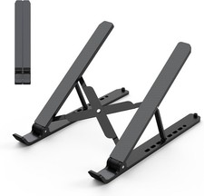 Black Adjustable Laptop Stand – Compact, Sturdy, and Compatible with 10-15.6