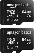 Amazon Basics microSDXC Memory Card 100 MB/s, 64GB, Black (2pack), MRSP $29.07 picture