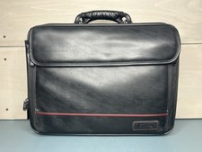 Targus Black Leather Laptop Briefcase Bag Expandable w/ Strap & Tag picture