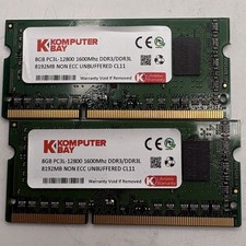 2x Komputerbay 8GB DDR3L 1600MHz PC3L-12800 Laptop RAM SODIMM CL11 16GB Kit picture