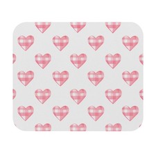 Pink Gingham Hearts Mouse Pad | Cute Pattern Desk Accessory picture
