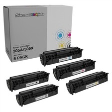 5Pk REMAN Laser Toner Cartridge for HP 304A Black Cyan Magenta Yellow CC530 picture