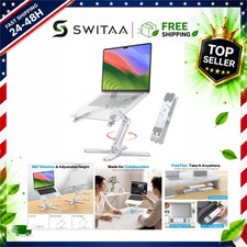 OMOTON LA10 360° Rotating Laptop Stand Riser Foldable for Desk, Silver picture