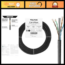 250ft Cat6 Ethernet Cable, Riser Rated, 600MHz, Solid Copper, UTP, 23AWG, UL/ETL picture