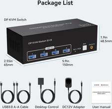 8K KVM Switch 3x3 Triple Monitor DP 1.4 HDMI 2.1 USB 3.0 Dual PC Gaming picture