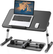 SAIJI Non-Slip Leather Laptop Bed Tray Table,Lap Desk with Laptop Stopper | Port picture
