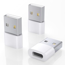 CyberPeak USB to C Adapter 3-Pack White, USBC Female Male White picture