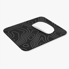 Topographic Line Art Mouse Pad | Black Contour Terrain picture