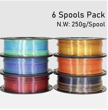 Luxurious 6 Spool Bicolor Dual Color 1.75mm Silk PLA Filament Bundle – Perfec... picture
