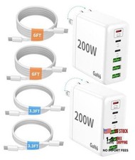 2 Pack USB C Charger Block, 200W GaN Super Fast Charger Type C iPhone 17 16 picture