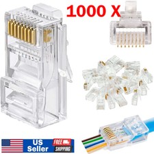 1000Pcs Cat5e RJ45 Network Modular Plug 8P8C Cable Connector End Pass Through picture
