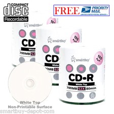 300-Pack SmartBuy Blank CD-R 52X 700MB/80Min White Top Surface Record Media Disc picture