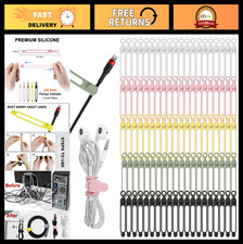 100Pcs Silicone Cable Ties - Reusable Cord Organizer for Earphones, Chargers & C picture