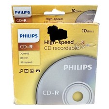 NIB Phillips High Speed CD Recordable Disks 700MB | 80 Min | 52x Speed CD-R 10ct picture