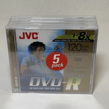 JVC DVD+R Recordable Disc (120 Min 4.7 GB, 1-8x ) Lot Of 5 Brand New picture