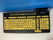 Nice Maxell Vision LargePrint Keyboard PC USB Wired Black Yellow Keys Computer ~ picture