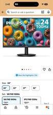 Philips V-line 24 Inch Screen Monitor 1920 x 1080 Full HD picture