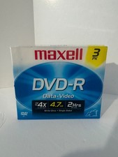 MAXELL 3- PACK DVD-R 4.7GB DATA VIDEO SEALED picture