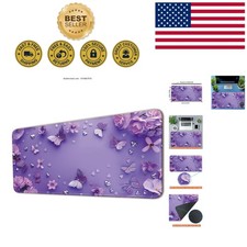 Elegant Purple Butterfly Desk Pad Protector - Large 23.6x11.8 Inch Non-Slip Mat picture