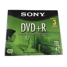 Sony DVD+R 3 Pack, 120 Min., 4.7 GB, New Sealed picture