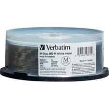M DISC VERBATIM BD-R DL 100GB 4X White Inkjet Hub Printable 25 pk Spindle 98915 picture